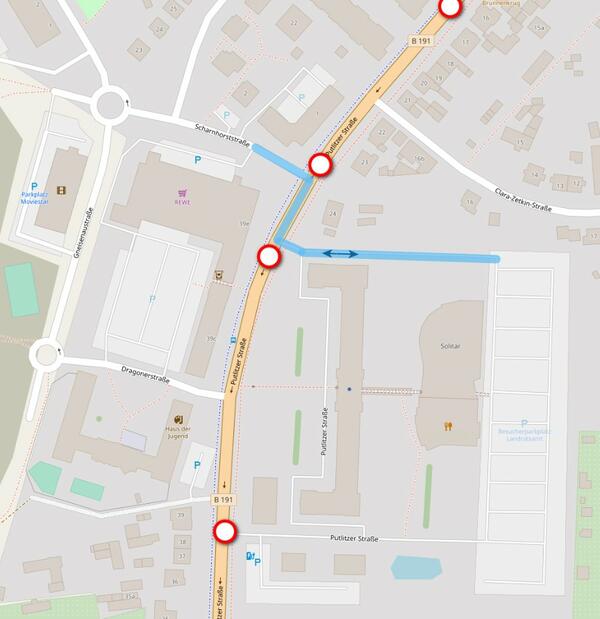 2023-08-23 Umleitung Sperrung Putlitzer Straße