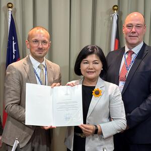 Landrat Sternberg und Kreistagspräsident Steinberg mit Landrätin Chang, Yunlin 2023