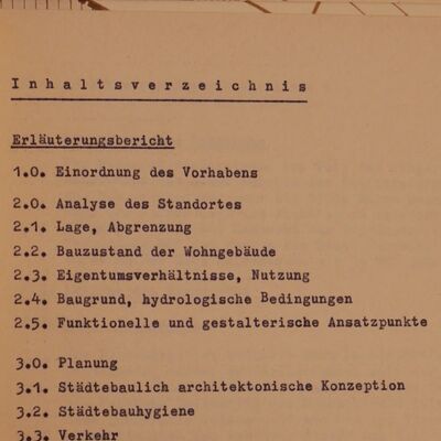 Inhaltsverzeichnis Bauakte Wohnungsbaukonzeption Parchim