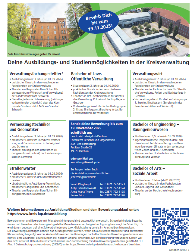 Ausschreibung Ausbildungs- und Studienplätze EJ 2026  LK LUP