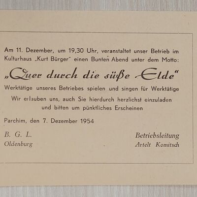 Einladung zum "Bunten Abend" Rückseite