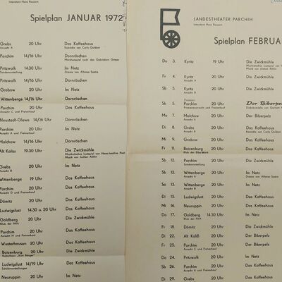 Spielpläne Januar und Februar 1972