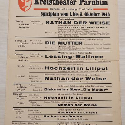 Spielplan vom 1. bis 8. Oktober 1948